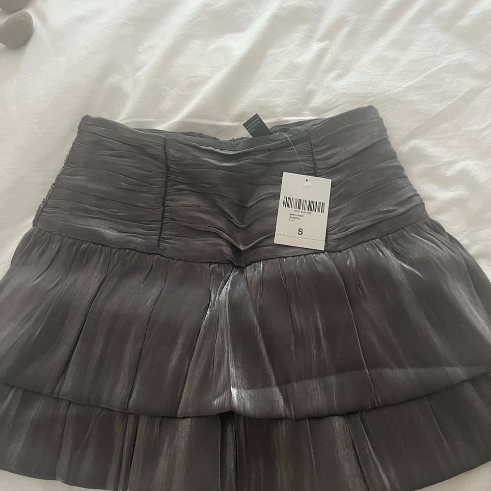 Gray Tiered Mini Skirt